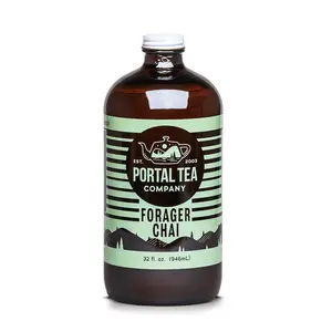 Portal Tea Forager Chai Concentrate 32 oz - Organic, Caffeinated, Richly Spiced with Mushrooms, Coconut Chai & West Coast Flavors - Beverage