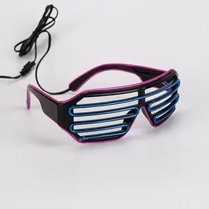 Light Up EL Wire Neon Shutter Glasses Flashing LED Rave Sunglasses for 80s, EDM, Parties Decorations