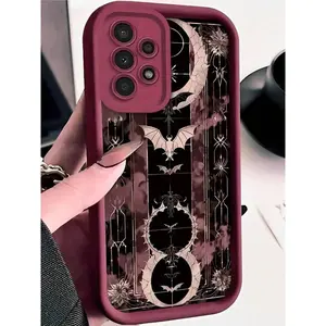Hallows' Day Dark Bat Moon Phone Case Suitable For Compatible With Samsung Galaxy Series A54/A53/A52(A52S Compatible)/A34(5G)A32(5G)/A14(5G)/A13 5G/A04S/S21/S21U/S22/S22U/S23/S23+/S23U And S24 Series A15/A35(5G)/A55(5G)/A25(5G)