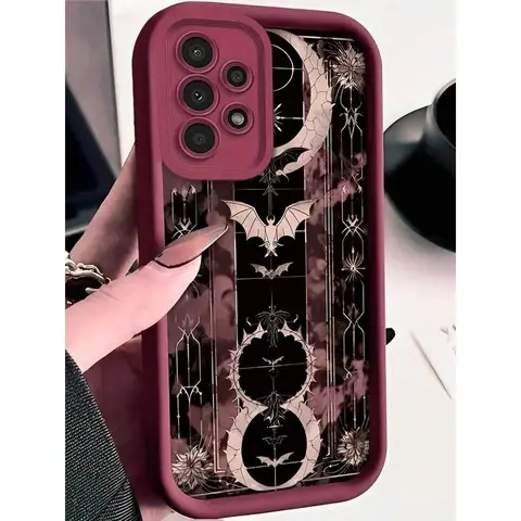 Halloween Dark Bat Moon Local Shockproof Drop-Cushioned Waterproof Phone Case, Protective Accessory for Samsung Galaxy A04S,A13 5G,A14 5G,A15,A25(5G),A32(5G),A34(5G),A35(5G),A52(A52S Compatible),A53,A54,A55(5G),S21,S21U,S22,S22U,S23,S23+,S23U,S24 Series