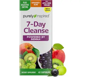 Purely Inspired 7-Day Detox Cleanse - Whole Body Cleanse & Detox Pills for Women & Men, Powered with Senna Leaf, Vitamin C, Apple Cider Vinegar, Digestive Enzymes & Probiotics - 42 Acai Berry Capsules