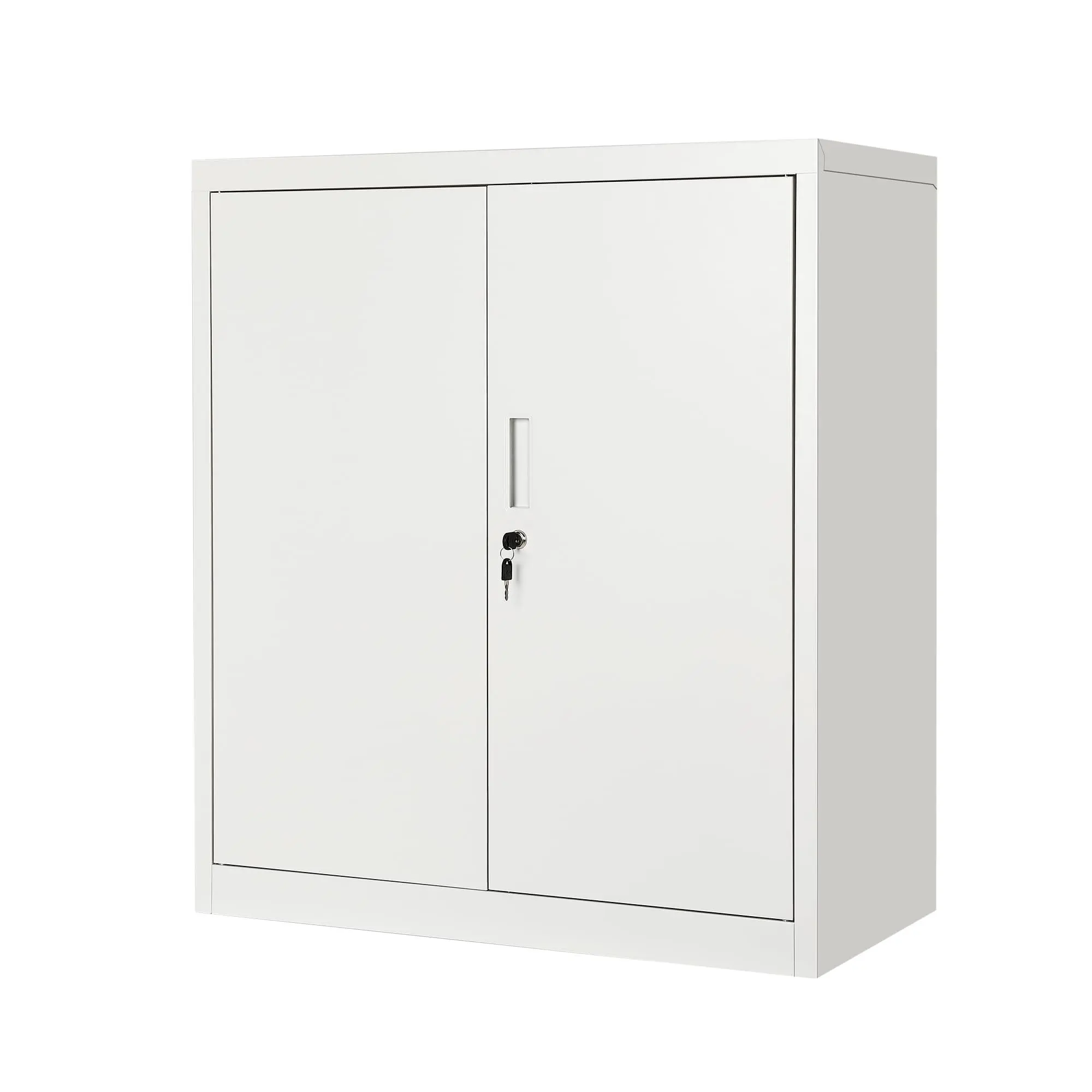 GARVEE 36 Inch H Locking Metal Storage Cabinet, 2‑Door Steel Utility Cabinet with 2 Adjustable Shelves 180 Lbs Per Shelf, Powder‑Coated Lockable Tool Cabinet with Anti‑Tip Design for Garage Office Basement Workshop Home Storage