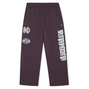 Women's Embroidered Graphic Cotton Straight Leg Sweatpants with Pocket, No Days Off Design, Plum Color