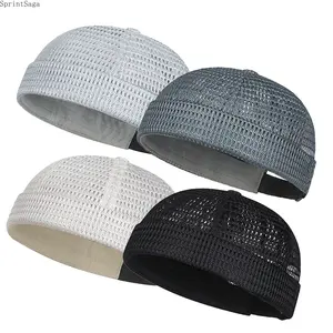 4‑Pack Multi‑Color Breathable Mesh Street‑Style Skull Cap Set, Adjustable Unisex Hat‑Free Baseball Cap, Soft Elastic Comfortable Beanie‑Style Headwear, Year‑Round Wear for Spring Summer & All Seasons, Trendy Hip‑Hop Streetwear Accessory, Perfect for Outdo