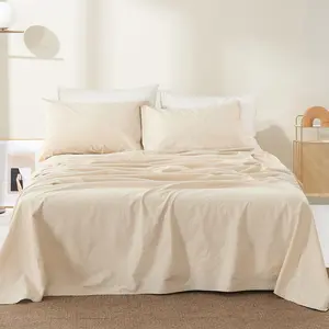 Bedlifes Washed Stone Linen Sheets – Soft Breathable Cooling French Flax Bed Sheets, 4-Piece Set Luxury Hotel Quality Bedding, 16"-24"Deep Pocket All Season