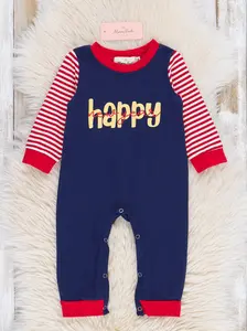 Navy & Red Stripes Happy New Year Romper