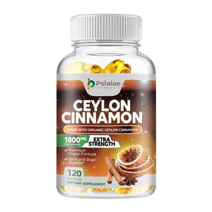 Pslalae Pure Cinnamon Capsules, Certified Organic Ceylon Cinnamon Pills, Non-GMO, Gluten Free, Dairy Free, Sri Lankan Cinnamon Powder Capsules, Best Vegetarian Real Cinnamon Vitamins, Sugar Free - 120 Capsules