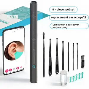 Ear Wax Removal, Ear Cleaner with 360° Wide Angle Camera and Light, Waterproof, Type-C Charging,Portable Ear Cleaning Tool with 8 Accessories for iPhone and Android Phones,Thanksgiving Gifts,Christmas Gifts,New Year Gifts and Valentine's Day Gifts.