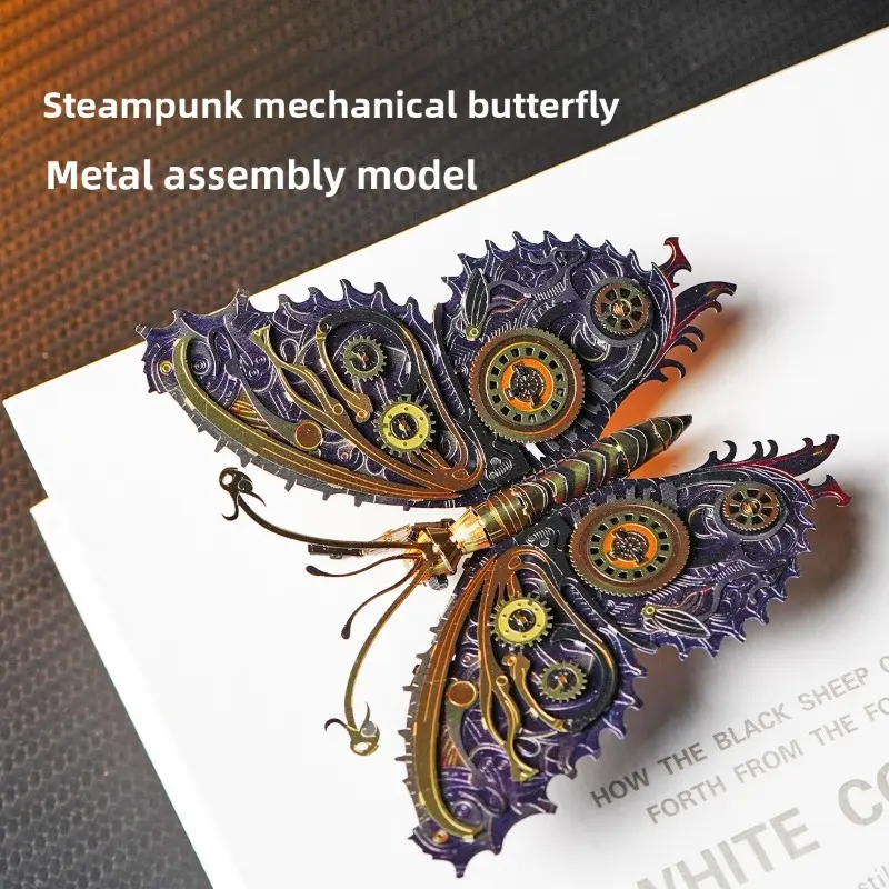 Steam Punk All-Metal Mechanical Butterfly DIY 3D Assembly Puzzle Model High Difficulty Decor Toy