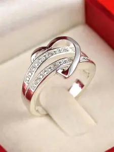 Fashion Heart Shaped Artificial Zircon Decor Ring, Elegant Jewelry for Women for Party, Daily Clothing Decor, Trendy All-match & Exquisite Jewelry for Engagement Wedding Birthday Gift, Heart Design Ring