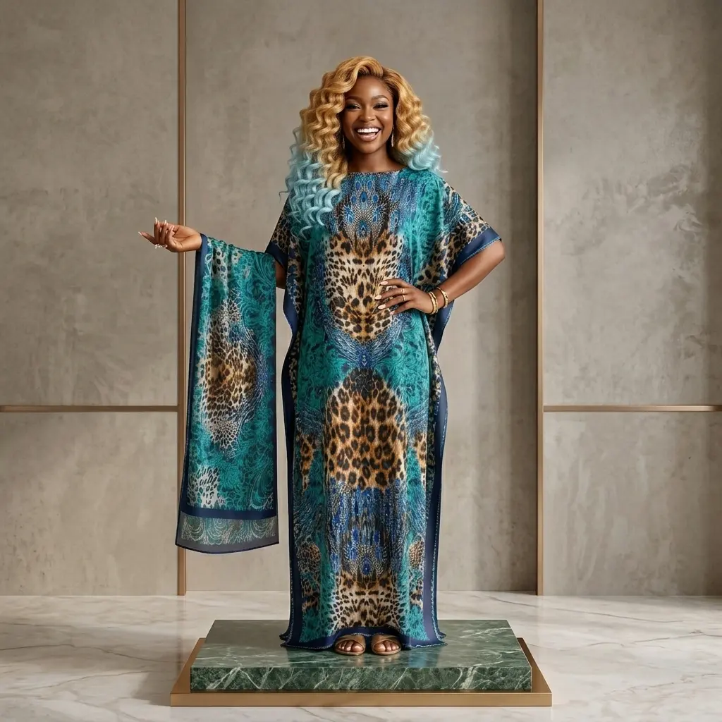 【MOOMOO】Women's Synthetic Polyester Fibre Floral Print Moo Moo & Shawl Scarf Set - Lightweight Elegant Boho Cape Swimwear Cover-Up with Shoulder & Ankle Slits, Beach Vacation Use, Suitable Indoors & Outdoors Throughout the Year 018