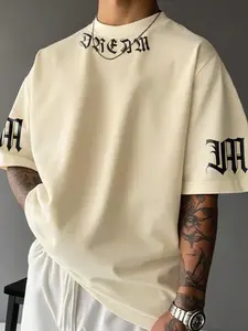 Men's Round Neck Short Sleeve T-Shirt, Graphic Letter Print, Casual Fashion, Outdoor Sports, School Street Style, All Seasons