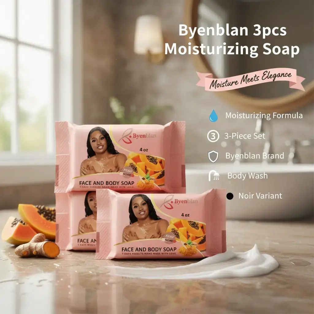 BYENBLAN Byennwa 3-Piece Turmeric Bar Soap Set, Brightening and Hydrating Body Cleanser for Daily Skincare, 20g Bars, Three Pieces