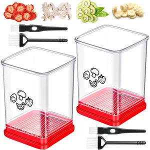 Fruit Slicer, Stainless Steel Cup Slicers, Vegetable Slicer for Strawberry Banana Egg, Salad Quickly Making, Portable Kitchen Slicing Tool (2)