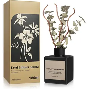 Reed Diffuser Set, Eucalyptus Lavender Scented Oil with Dried , 6.09 Fl Oz(180ml) Long Lasting Air Freshener with Diffuser Sticks,   for Room Office Bathroom Decor