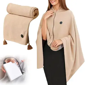 Portable USB heating blanket shawl, women's heating shawl, outdoor wearable electric blanket, 3-level adjustable heating, made of high-quality plush fabric, a winter gift for mothers, female friends, and girlfriends (cedar apricot)