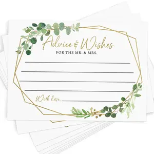 Advice For The Bride and Groom – Bridal Shower Game, Gold Greenery (50 Cards)