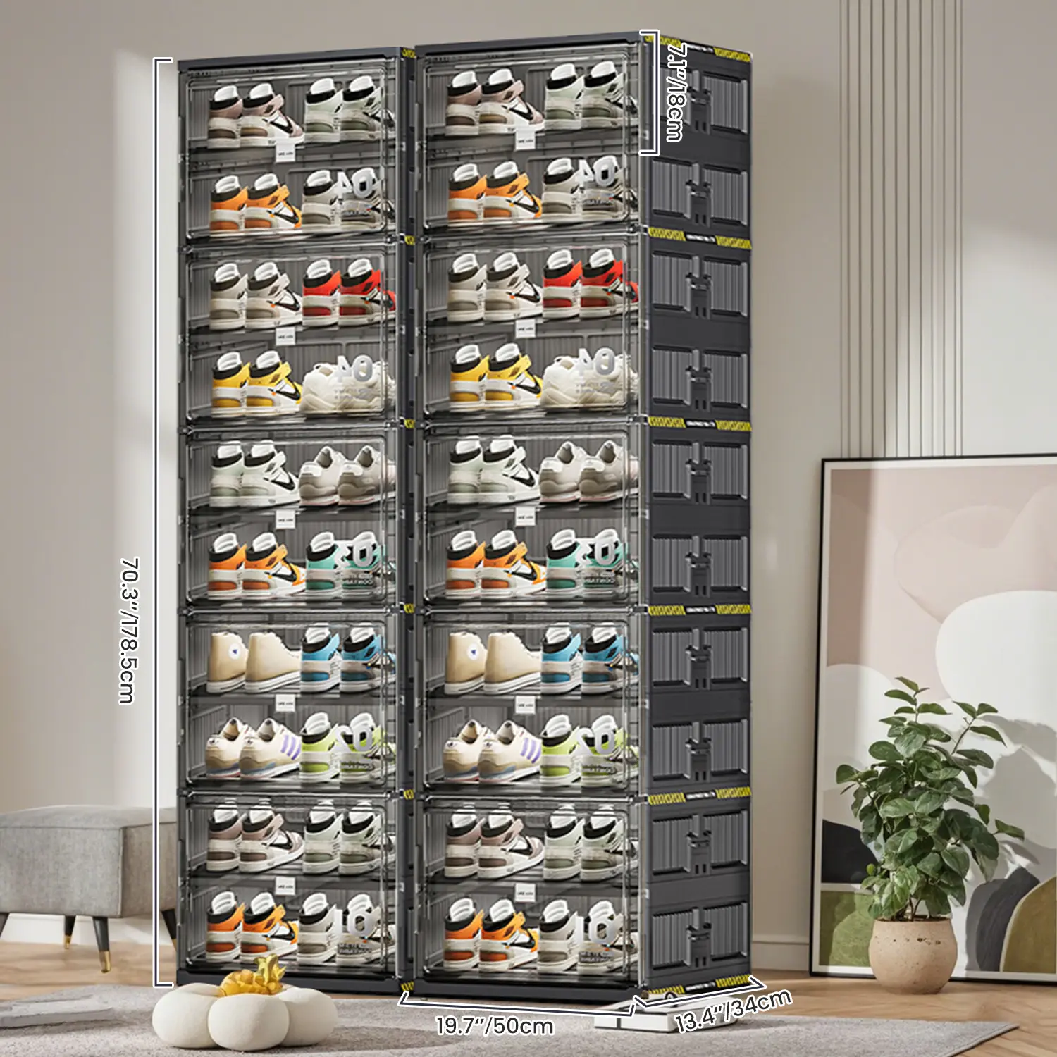 Widen and thicken 10 tier Black shoe rack*2pcs