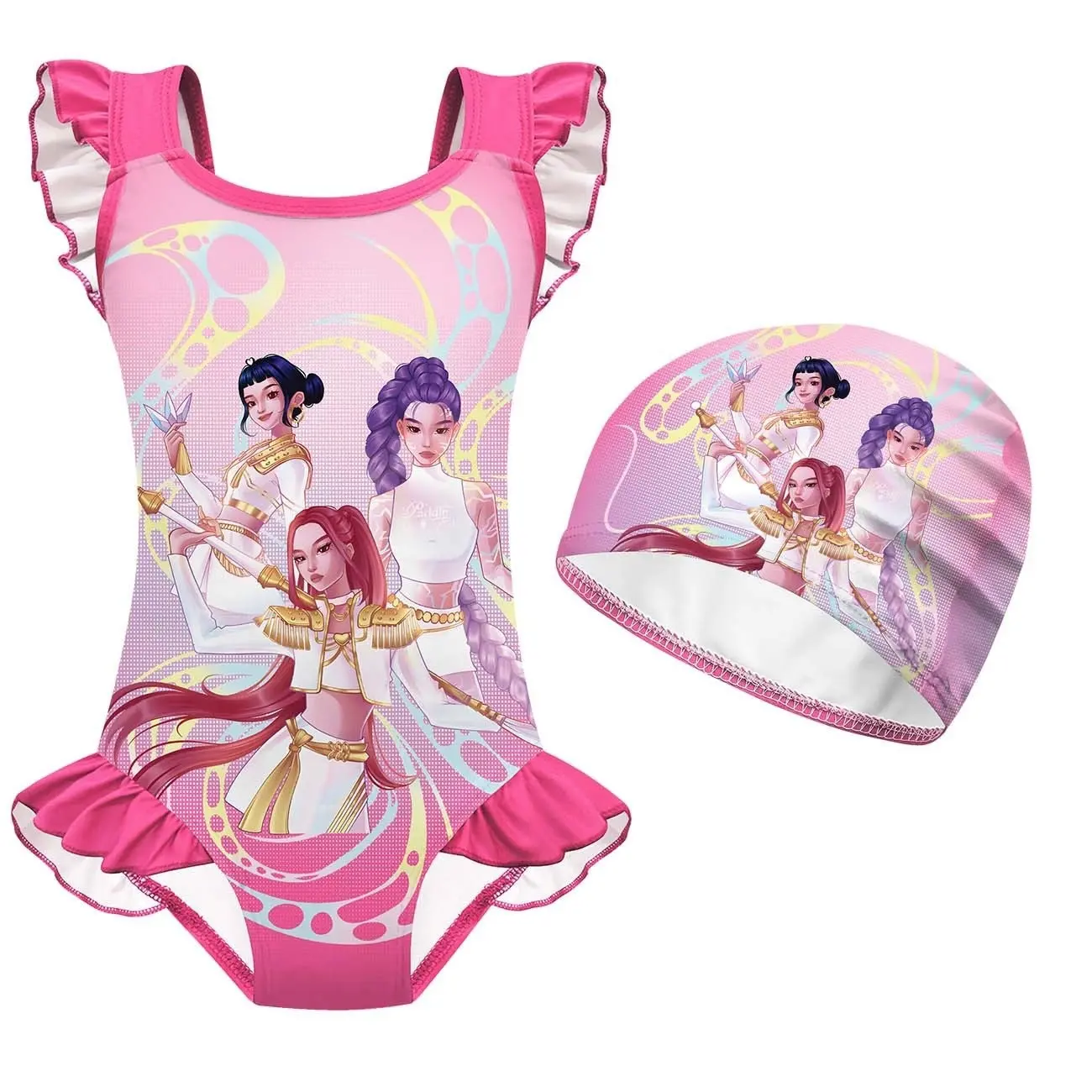 Demon Huntress Squad Swimsuit (Rose Pink) + Hat