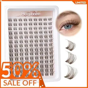 Mavphnee Brown Eyelash Clusters Natural Lash Extensions Dark Brown Lash Clusters Wipsy CC Curl Clusters Eyelash Extensions 10-16MM Brown Cluster Lashes Clear Band Individual Lash Extension Clusters