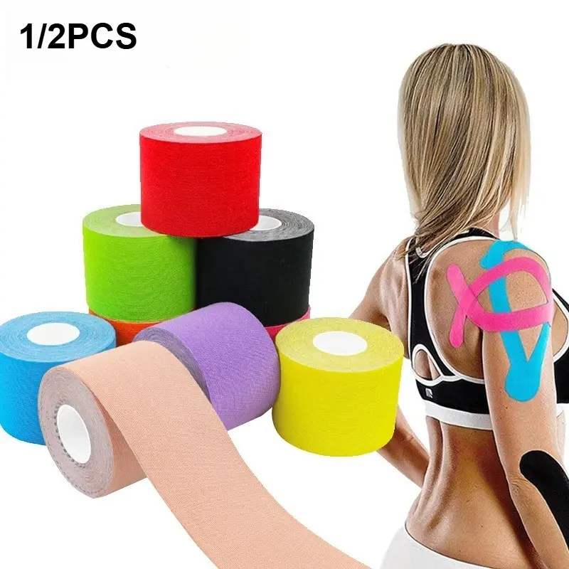 Water-Resistant Kinesiology Breathable Sports Tape, High Elasticity Muscle Support Bandage, Knee Wrap for Running Fitness Training, Daily Use Athletic Protection