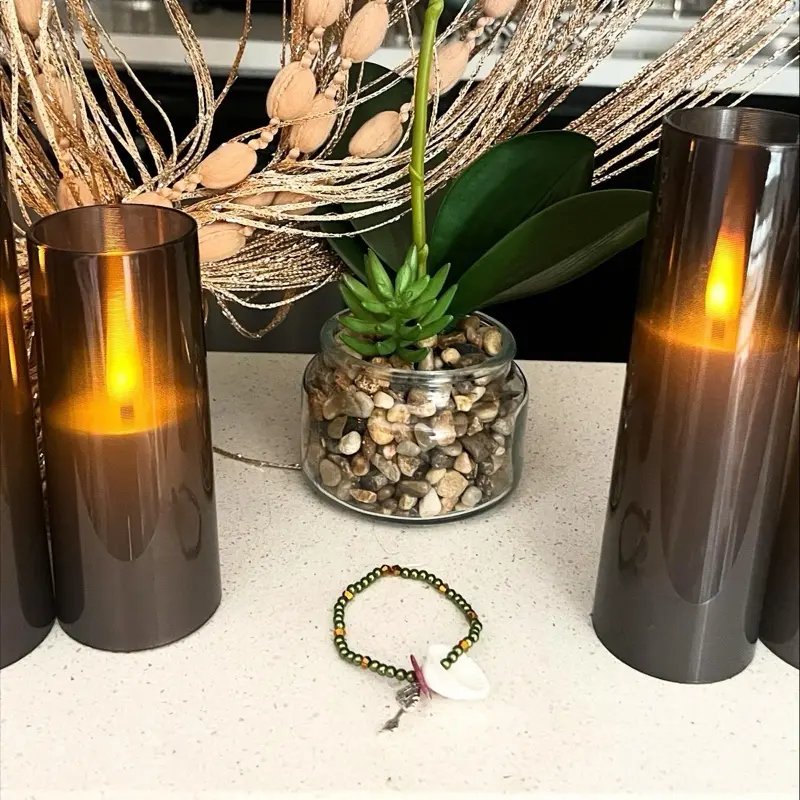Temple Tide Nefertiti Green Gold Bracelet with Unique Beads and Elegant Design for Stylish Accessory