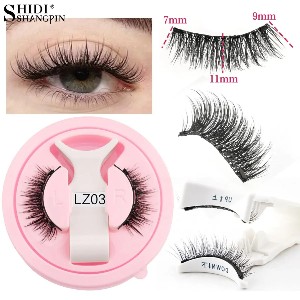 New 1 Pair Magnetic Eyelashes Reusable Faux Cils Soft False Eyelash Curly Mink Lashes with Magnetic Tweezers Set Makeup Tool