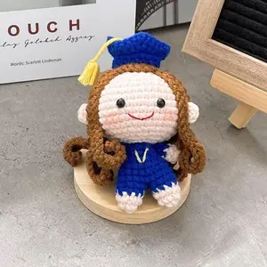 [BEST CHOICE] Crochet Cute Themed Graduation girl/boy Chunky Keychain, Amigurumi Mini Chunky, Crochet graduation gift, Stuffed Push Plushie