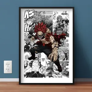 My Hero Academia Eijiro Kirishima Anime Manga Poster Art Print, Vintage Minimalist Japanese Wall Decor Hanging Artwork (Unframed)