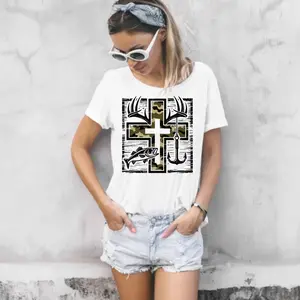 Camo, Cross, deer horns, fish and Hook Direct To Film Print , DTF Print , Ready To Press Print For T-Shirts