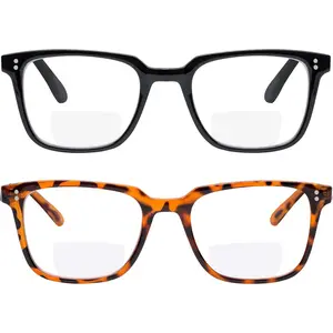 2 Pack Bifocal Reading Glasses Readers for Men Women Anti Glare Lightweight Eyeglasses