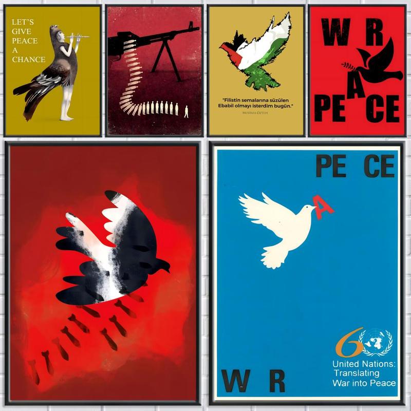 Cool Anti-war propaganda Poster HD Waterproof Self-Adhesive Art Vibrant Wall Print for Living Room Bedroom Bar Parlor Home Decor Gift Fade-Resistant Easy-Apply Durable Dly Artwork Multiple Sizes, High Definition, Easy to Apply & Clean