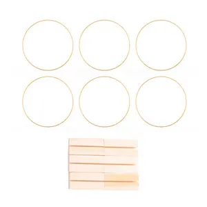 6 PCS 12 Inch Large Metal Floral Hoop Centerpiece for Table, Gold Wreath Ring with 6 PCS Wood Holder Stands, Hoop Rings