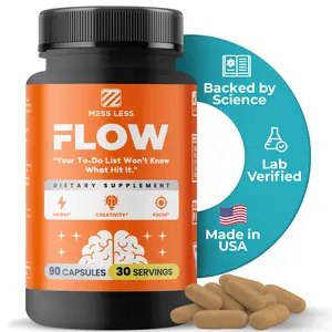 MESS LESS FLOW – Nootropic Brain Supplement for Focus, Memory, Creativity&Mental Clarity – Complete Daytime Cognitive Support with Lion’s Mane, Bacopa, Ginkgo, Guayusa | Vegan, Gluten-Free, Lab-Tested