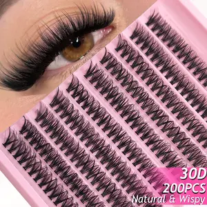 200PCS 30D & 40D Eyelash Clusters, Soft Natural Look with Lightweight Volume, Wispy Finish for Everyday Makeup, Comfortable Wear, Easy Application, Ideal for Daily Beauty and Party Looks