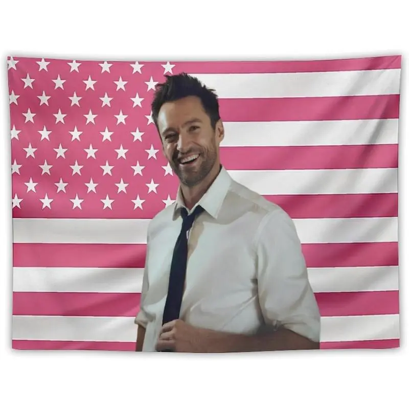 Hugh Jackman Actor Themed Rectangular Polyester Tapestry - Decorative, Strong Synthetic Full-Print Hangable Poster, 40x30in/60*90inch Size, Long-Lasting Indoor-Outdoor Home Decor for Fans' Rooms