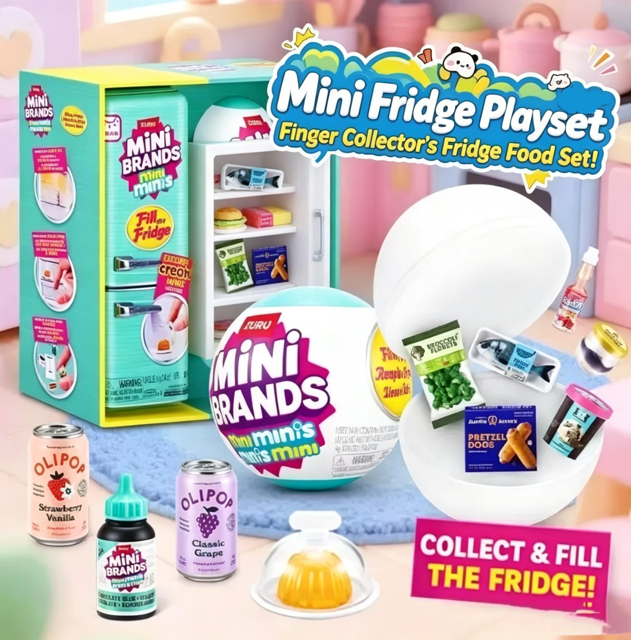 Mini Fridge Playset with Mini Brands Food Collection, Miniature Grocery Items Blind Box Toys, Realistic Mini Food Accessories, Fun Collectible Surprise Capsule Toy Set for Kids, Pretend Play Kitchen Fridge Toy Mini Fridge Playset with Mini Brands Food Collection, Miniature Grocery Items Blind Box Toys, Realistic Mini Food Accessories, Fun Collectible Surprise Capsule Toy Set for Kids, Pretend Play Kitchen Fridge Toy