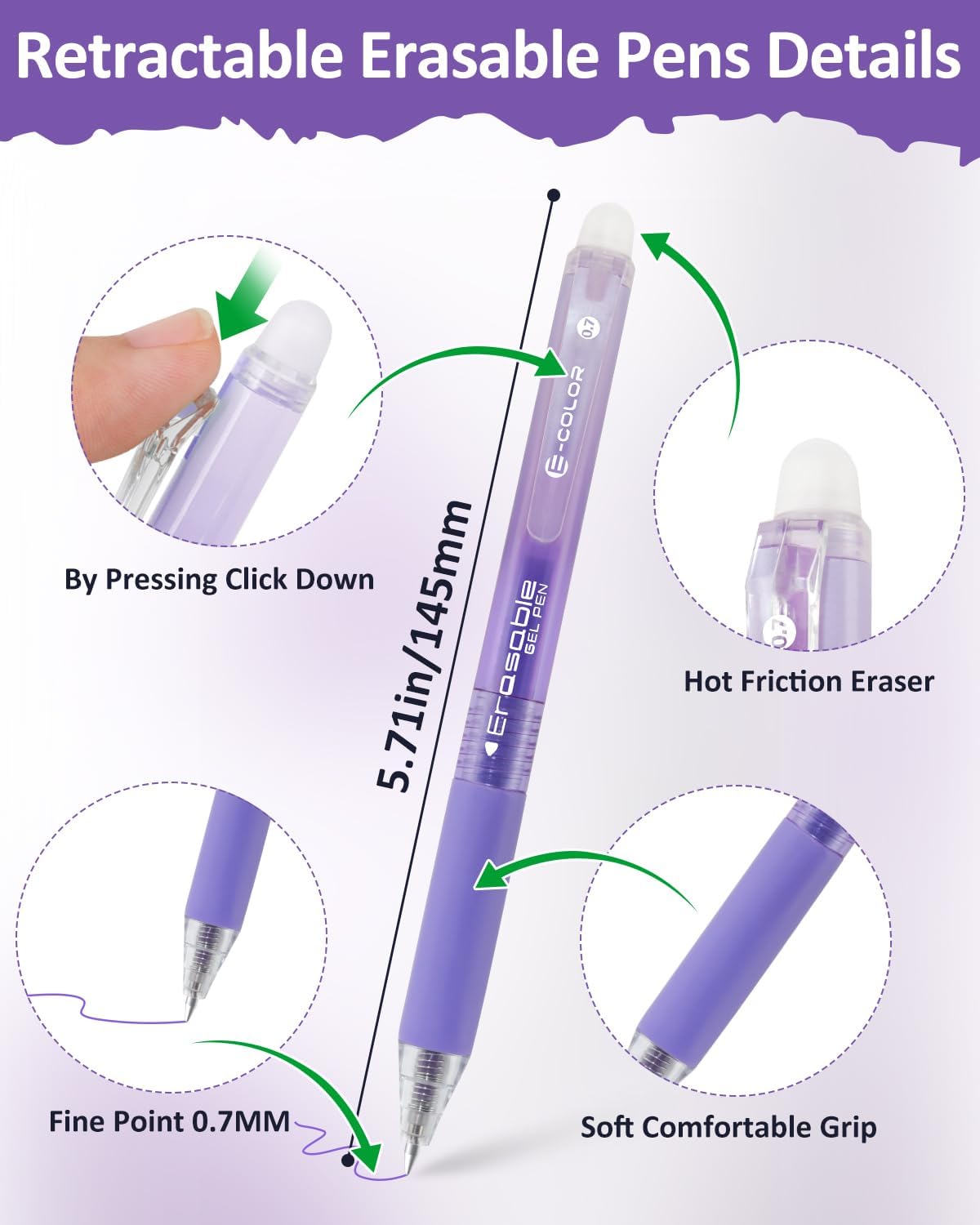 12colors Retractable Erasable Gel Pen Set - Back to School, Reusable Ink Pens for College & Elegant Students, Note Taking Tools, Reusable Pen, Class Reward Gift Idea, School Supplies