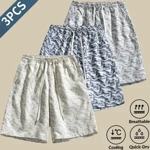 Men’s summer shorts with mountain print, casual quick-dry beach shorts for men, lightweight loose-fit vacation shorts