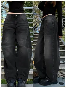 Women's Fashion New City Casual Style Adjustable Belt Straight Leg Denim Jeans, Fitted Plain Jeans for All Seasons