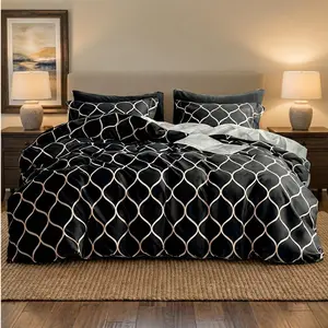 2/3 Pieces Printed Microfiber Bedding Set,  Soft Brushed Comforter Cover Set,Wrinkle-Resistant and Easy Care, Breathable Curve Pattern Duvet Cover Set for Home Bedroom Hotel, Bedroom Decor