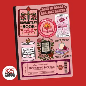 BookTok Smut Club Notebook Sticker,  Romantasy Smut Reader Notebook Cover,  Pink Spicy Book Lover Collage