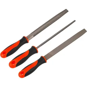 3-Piece 8-Inch Professional File Set, High Carbon Steel Metal Files with Flat/Half-Round/Round Shapes, Ideal for Metal, Wood, Plastic & DIY Projects