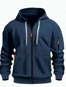 HOMUG Herren Casual Kapuzenpullover, Herren Langarmmantel, Reißverschluss Rundhals Casual Kapuzenjacke mit Tasche und Reißverschluss, Festfarben und Mehrfarbenoptionen, Geeignet zum Tragen im Herbst und Winter. Hoodie Jacket