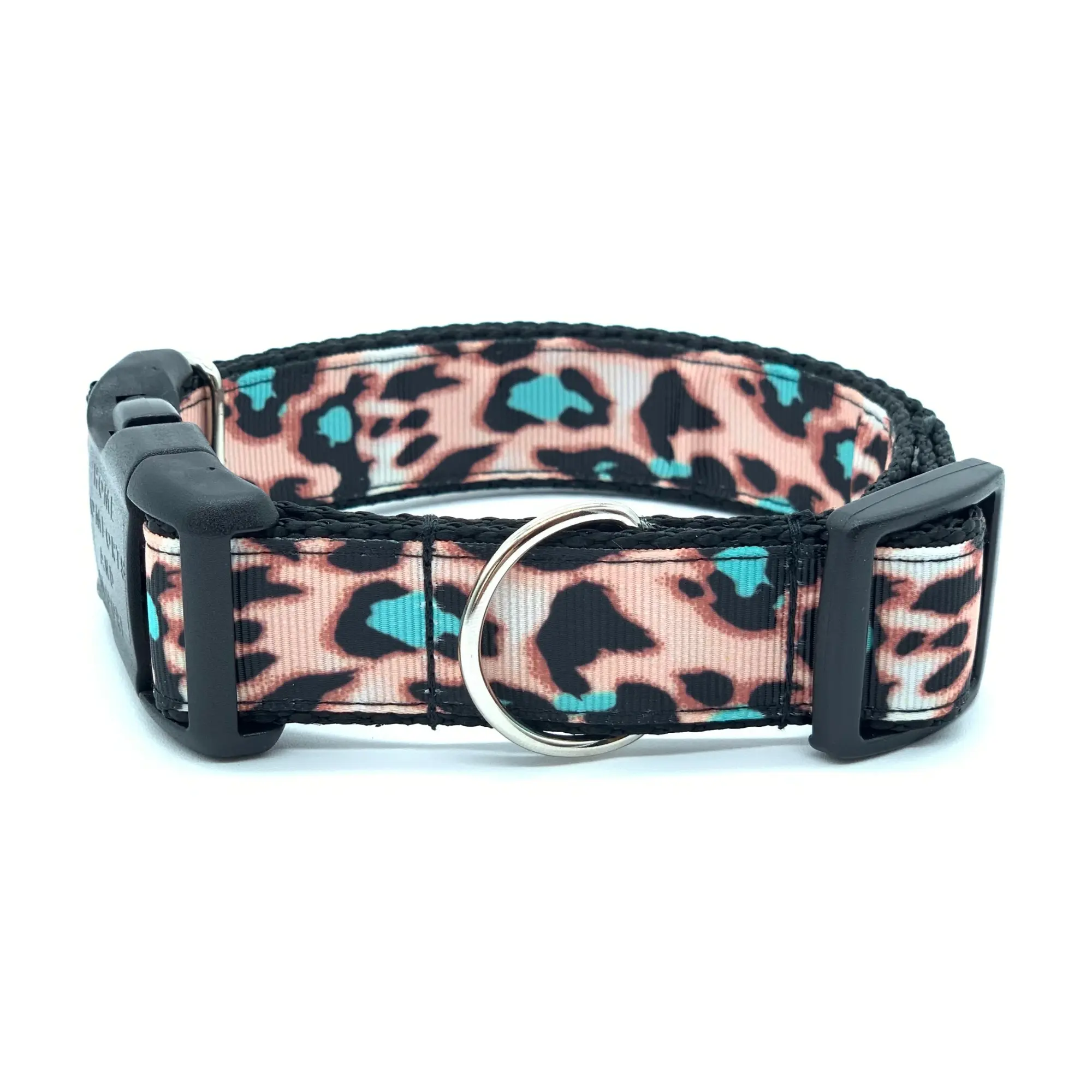 Turquoise Leopard Print Dog Collar