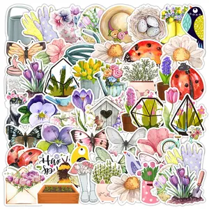 Spring Series Sticker, Flower & Butterfly & Letter Pattern Decorative Sticker, DIY Decals for Scrapbooking, Journaling, Gift Wrapping