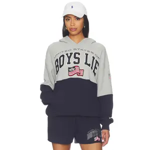 Boys Lie United States Of Boys Lie Thermal Racer Hoodie in Navy Multi