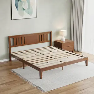 Solid Wood Platform Bed Frame with Headboard, 800lbs Heavy Duty Support, Under-Bed Storage, No Box Spring Needed, Easy Assembly,Rustic Brown