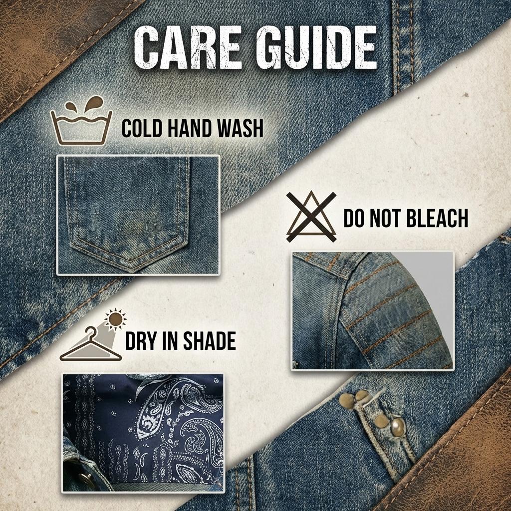 Men's Vintage Washed Denim Jacket, Retro Distressed Biker Jean Jacket with Paisley Lining, Classic Trucker Jacket with Shoulder Stitching, Casual Button-Down Motorcycle Denim Coat for Men, Fashion Streetwear Denim Jacket for Daily Wear, Riding, Outdoor