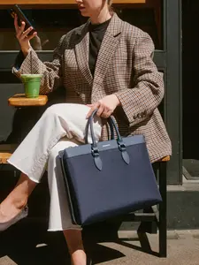 Alpha Leather-Trimmed Briefcase